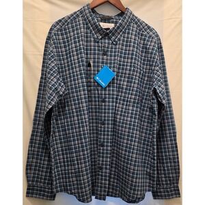 Columbia Mens Shirt 2XL Button Down Rapid Rivers II Blue Plaid New‎